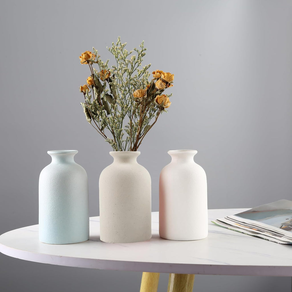 Blue Small Ceramic vase Dry Flower Vases for Home Decor Bohe vase Dried Flowers Home, Living Room,Modern, Minimalist,Centerpieces Office Desk Best Decoration(S Blue)