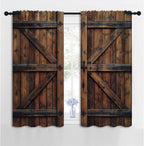 Country Farmhouse Door Boy Girls Blackout Curtains,Rustic Wood Vintage Farm Wooden Barn Door, 2 Panel Rod Pocket Thermal Insulated Drapes for Bedroom, Living, Kids Teen Room Deco 42x45 inch