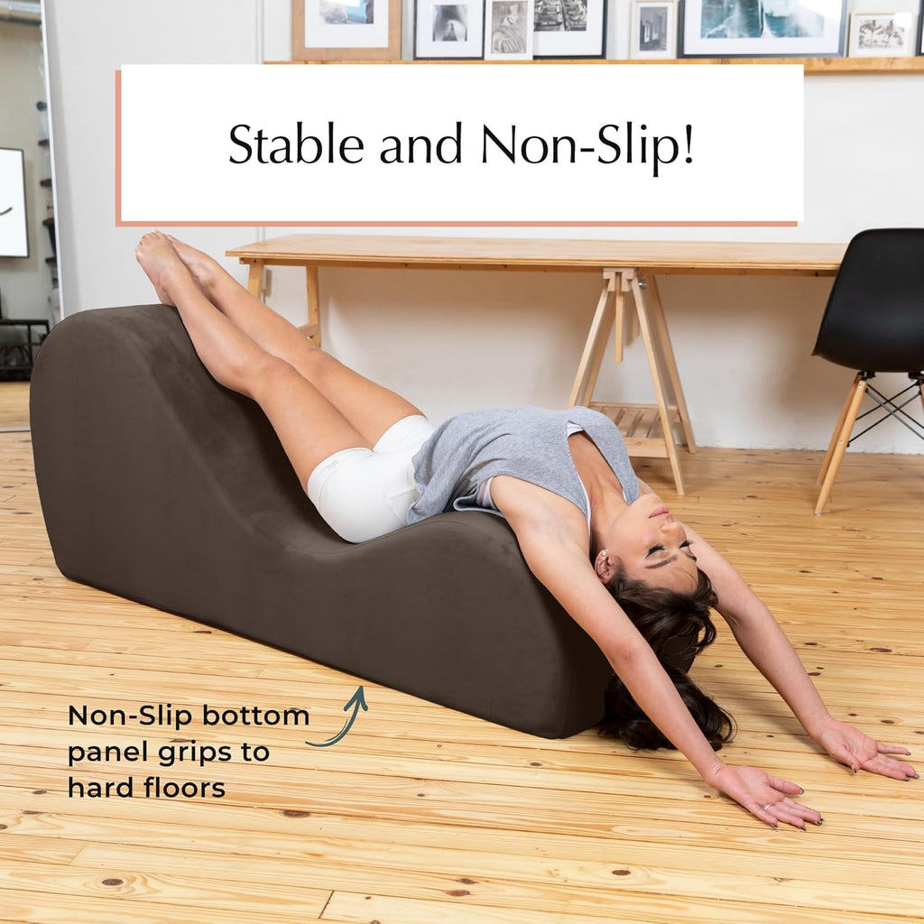 Avana Sleek Chaise Lounge for Yoga - Made in The USA - Great for Stretching, Relaxation, Exercise & More, 60D x 18W x 26H Inch, Black