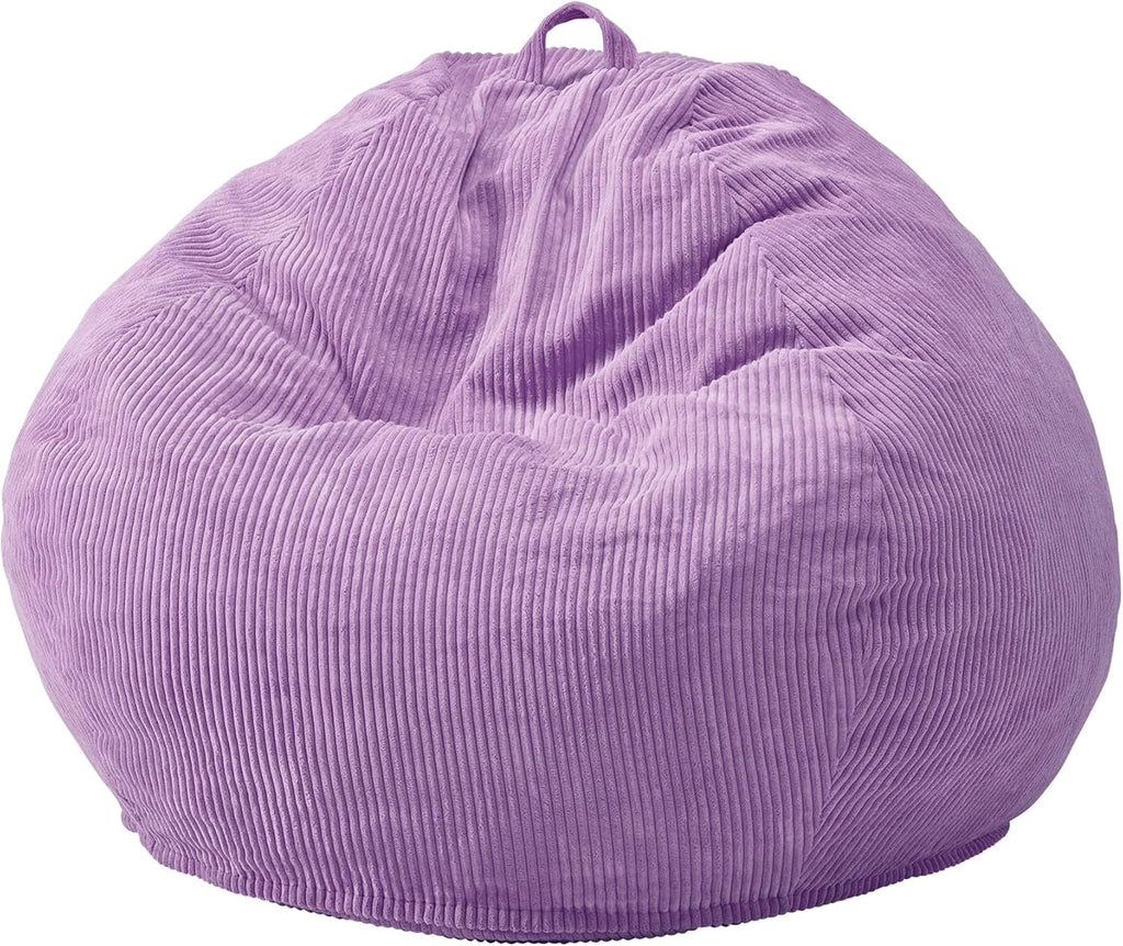 Hobestluk Kids Bean Bag Chair Teardrop Shape with Filling, 2.5FT Purple | Soft Fabric, Corduroy Cover, Removable and Washable, Memory Foam Filler, Portable Handle, Gaming, Relaxing, For Living Room