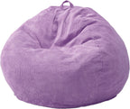 Hobestluk Kids Bean Bag Chair Teardrop Shape with Filling, 2.5FT Purple | Soft Fabric, Corduroy Cover, Removable and Washable, Memory Foam Filler, Portable Handle, Gaming, Relaxing, For Living Room