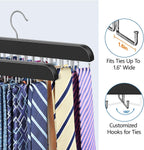 2 Pack Tie Rack Space Saving Hanger, Wooden Tie Hanger for Men with 40 Hooks for Closet Organizers and Storage, Large Capacity Necktie Organizer for Ties, Belts, Tank Top Closet Organization