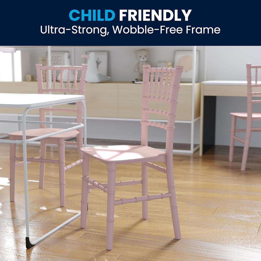 Flash Furniture Hercules Series Children's Resin Event Chairs, Commercial/Residential All Occasion Chairs for Kids, 330 lb. Static Weight Capacity, Set of 10, Pink