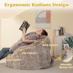 Achicsofar Bean Bag Chair for Adults Teens Giant Fluffy Plush Bean Bag Sofa with Filler Faux Fur Rabbit Shaped Beanbag Chairs Comfy Accent Floor Couch for Gaming, Reading in Bedroom, Living Room, Dorm
