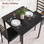 Modern 3-Piece Dining Set for 2 – Compact Square Table & Chairs with Sturdy Metal Frame, Easy Assembly, Space-Saving Kitchen Furniture – Ideal for Small Apartments or Breakfast Nooks