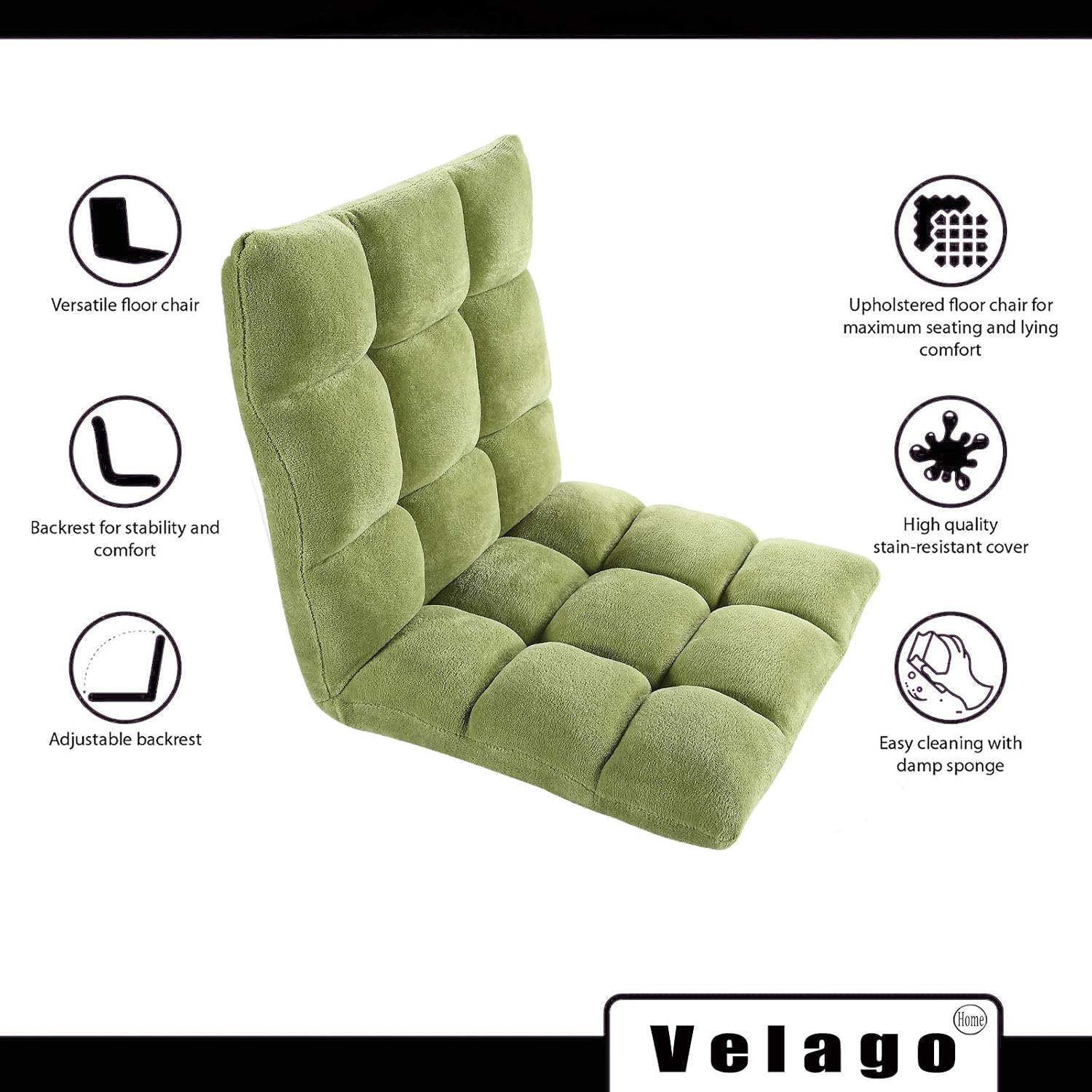Velago Clam Folding Lazy Sofa, Lime Green