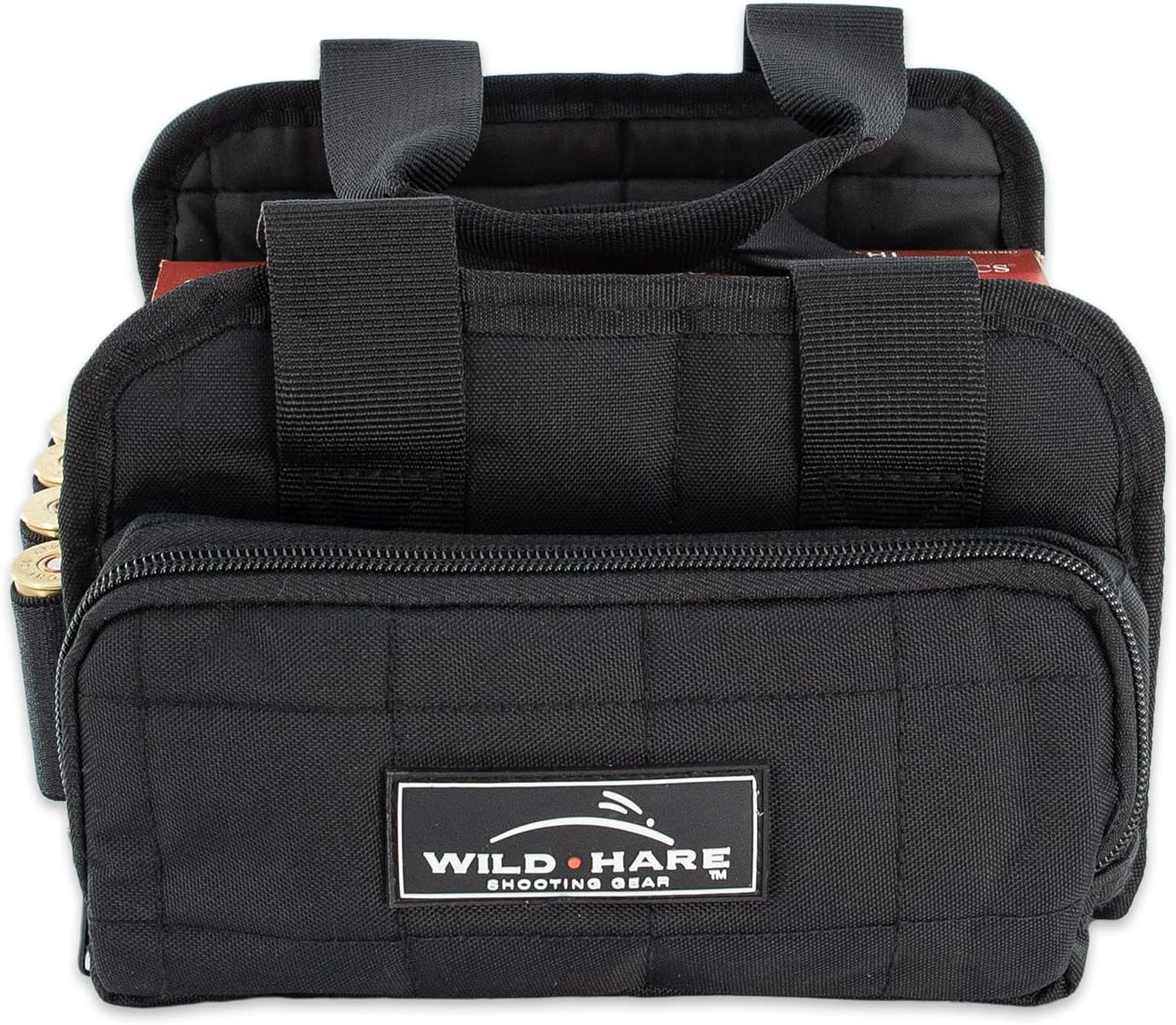 Wild Hare Shooting Gear 4 Box Carrier Durable & Water Resistant - Large Side Accessories Pocket - Black