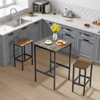 VEVOR Bar Table, Sturdy Metal Frame High Top Pub Table, Small Kitchen Dining, Cocktail Coffee Counter Bar Height Desk, Easy to Assemble, 24x24x36 in, for Living Room Party, Rustic Brown and Black