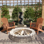 FUNBERRY Folding Adirondack Chair Set of 4, Fire Pit Chairs with Cup Holder | Wood-Grain, HDPE All Weather, Quick-Folding, No Rot, UV Fade Shield, 400LBS Weight Capacity, Easy-Clean for Outside