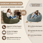Gazecaia Comfy Bean Bag Chair for Adults Teens | Fireside Floor Lounge Chair, Soft Teddy High-Resilience Memory Foam Bean Bag Couch with Non-Slip Base, for Living Room Bedroom Apartment Office, Green