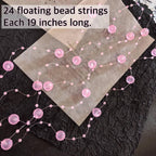 TeaSu 24Pcs Floating Bead String for Floating Candle Centerpieces, Colorful Pearl Bead for Vase Filler, Table Centerpiece, Wedding Reception and Home Decoration (Pink)