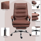 Comfort Comfortable Microfiber Reclining Massage Heated Office Chair Integrated Footrest Double Layer Padding Swivel Wheels Coffee