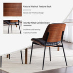 ODUSE-DAILY Mid Century Modern Dining Chairs Set of 8, Black Kitchen & Dining Room Chairs Set of 8, Upholstered PU Leather Kitchen Chairs, Sillas de Comedor, Metal Leg, Walnut Back (Black, 8 Pcs)