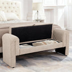60.5" End of Bed Bench, Velvet Bedroom Bench,King Bed Bench,with 2 Pillows,Upholstered Bench,Suitable for End of Bed, Entryway Living Room,Bedroom. (Linen Apricot)