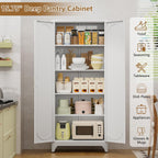 Polup Metal Storage Cabinet with Doors and Shelves, 75 Inch Tall Kitchen Pantry Cabinet, Pantry Cabinets for Kitchen Storage, Freestanding Cupboard for Living, Dining Room, White, Assembly Required