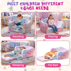 Lamerge 2-in-1 Toddler Couch,Glow in The Dark Baby Floor Bed,Foldable Toddler Chair Kids Sofa for playroom,Convertible Sofa to Lounger for Girls and Boys (Rainbow and Unicorn)
