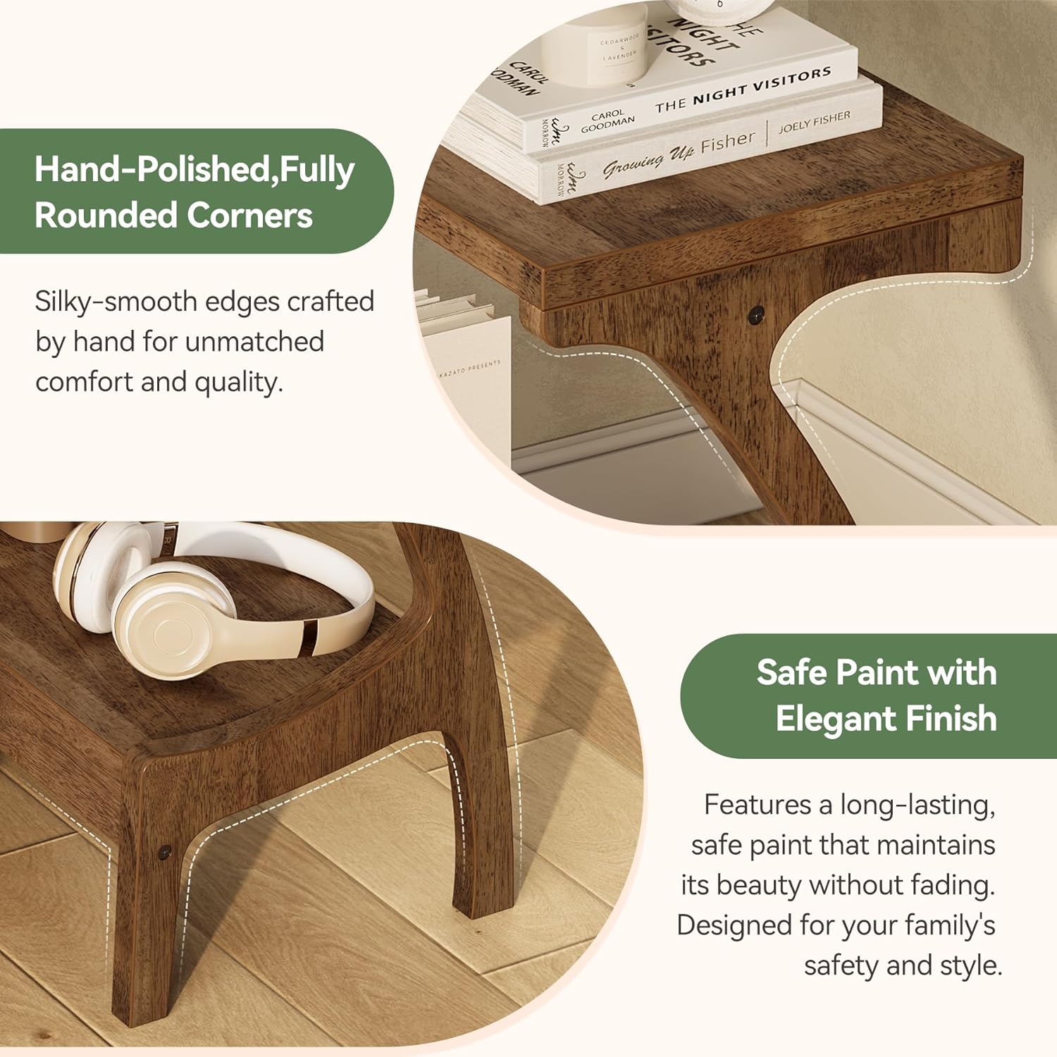 Solid Wood End Table with Storage Shelf, Small Accent Table for Living Room, Bedroom, or Office, Easy Assembly, Compact Side Table for Tight Spaces