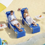 Garvee Tanning Chair with Face Hole, 3-in-1 Outside Beach Lounge Chair with Folding Table, 5 Reclining Positions and Removable Pillow, for Beach, Pool, Patio, Garden -Max 330lbs (Blue)