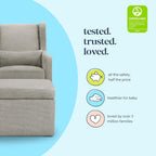 Carter's by DaVinci Adrian Swivel Glider with Storage Ottoman Performance Grey Linen, Water Repellent and Stain Resistant Fabric, Greenguard Gold & CertiPUR-US Certified