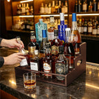 Liquor Bottle Display Shelf, 3 Step Countertop Liquor Wine Rack | Coffee Syrup Rack Organizer with handles, Bar Shelf Stand, Whiskey Spirits Wine Holder for Liquor Cabinet, mini bar, Home bar