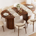 70.8" Oval Dining Table for 4-6 People, Mid-Century Modern Kitchen Table with Hidden Storage, Oval Dining Table with Fluted Tambour Doors for Dining Room, Living Room, Home Office, Walnut