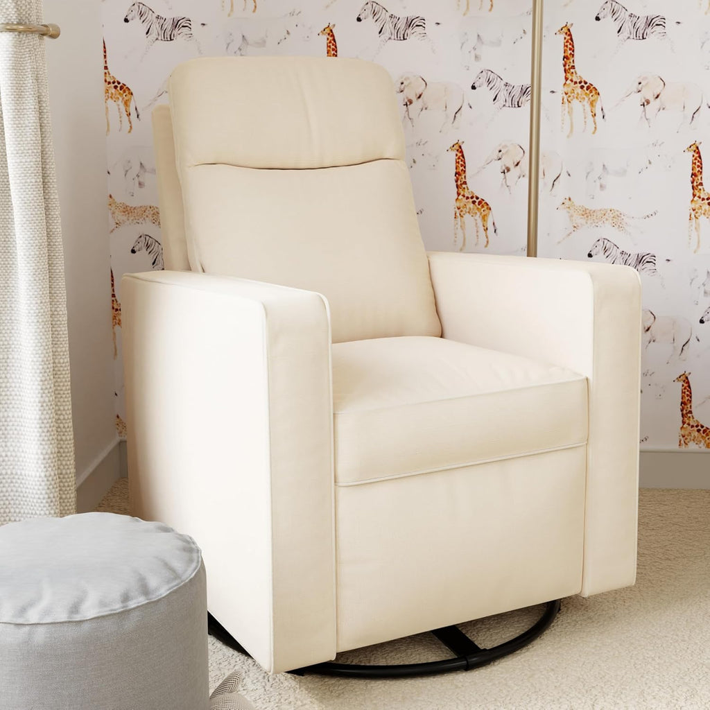 DaVinci Gabby Pillowback Swivel Glider in Natural Oat, Greenguard Gold & CertiPUR-US Certified