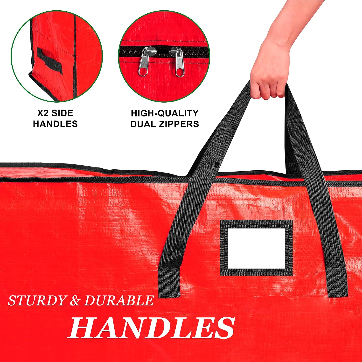 7.5 ft Christmas Tree Storage Bag, Fits Large Artificial Holiday Xmas Tree, Waterproof Material with Durable Reinforced Handles & Dual Zippers, Protects From Dust, Insects and Moisture, Red