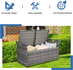 Outvita 40 Gallon Outdoor Storage Box, Patio Rattan Storage Bench with Cushion for Backyard, Balcony, Poolside, Garden, Gray
