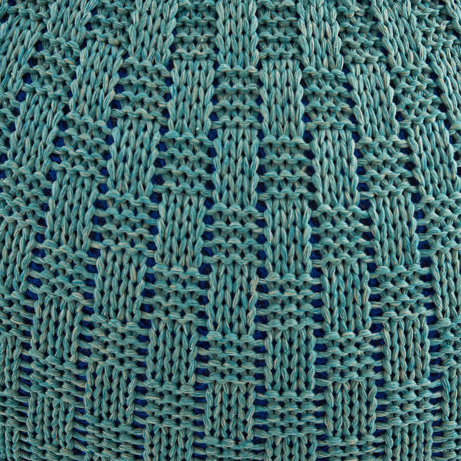 ARTPLAN Round Knit Pouf Hand Knitted,Outdoor Ottoman Foot Rest,Boho Home Decor for Living Room-Bedroom