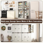chartustriable 71in Farmhouse Kitchen Pantry Cabinet,Freestanding Tall Storage Cabinet with 6 Barn Doors,Organizer,Rustic Wood Storage Cabinets for Kitchen,Dining Room,Bathroom(White)