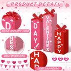 Redbaker 3 Pcs Valentine's Day Decorations for Home Wooden Block Sign Happy Valentines Day Table Decor Rustic Farmhouse Red Pink Centerpieces for Tiered Tray Wedding Mother Party Shelf Mantel Favor