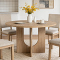 47” Round Dining Table for 4-6, U-Shaped Legs, Wood Modern Kitchen Table for Dining Room, Apartment, Living Room Furniture, Natural