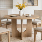 47” Round Dining Table for 4-6, U-Shaped Legs, Wood Modern Kitchen Table for Dining Room, Apartment, Living Room Furniture, Natural
