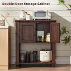 SAVOR LIFE Farmhouse Coffee Bar Table with 2-Door Cabinet, Kitchen Storage Cabinets with Open Shelf, Coffee Station for Dining Room, Kitchen, Hallway, Living Room, Walnut