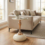 Elegant Modern Side Table Unique Hourglass Design Ideal for Living Rooms, Cafes, Dining Rooms, Bedrooms, and Outdoors Corner Round End Table (1 Set, White)