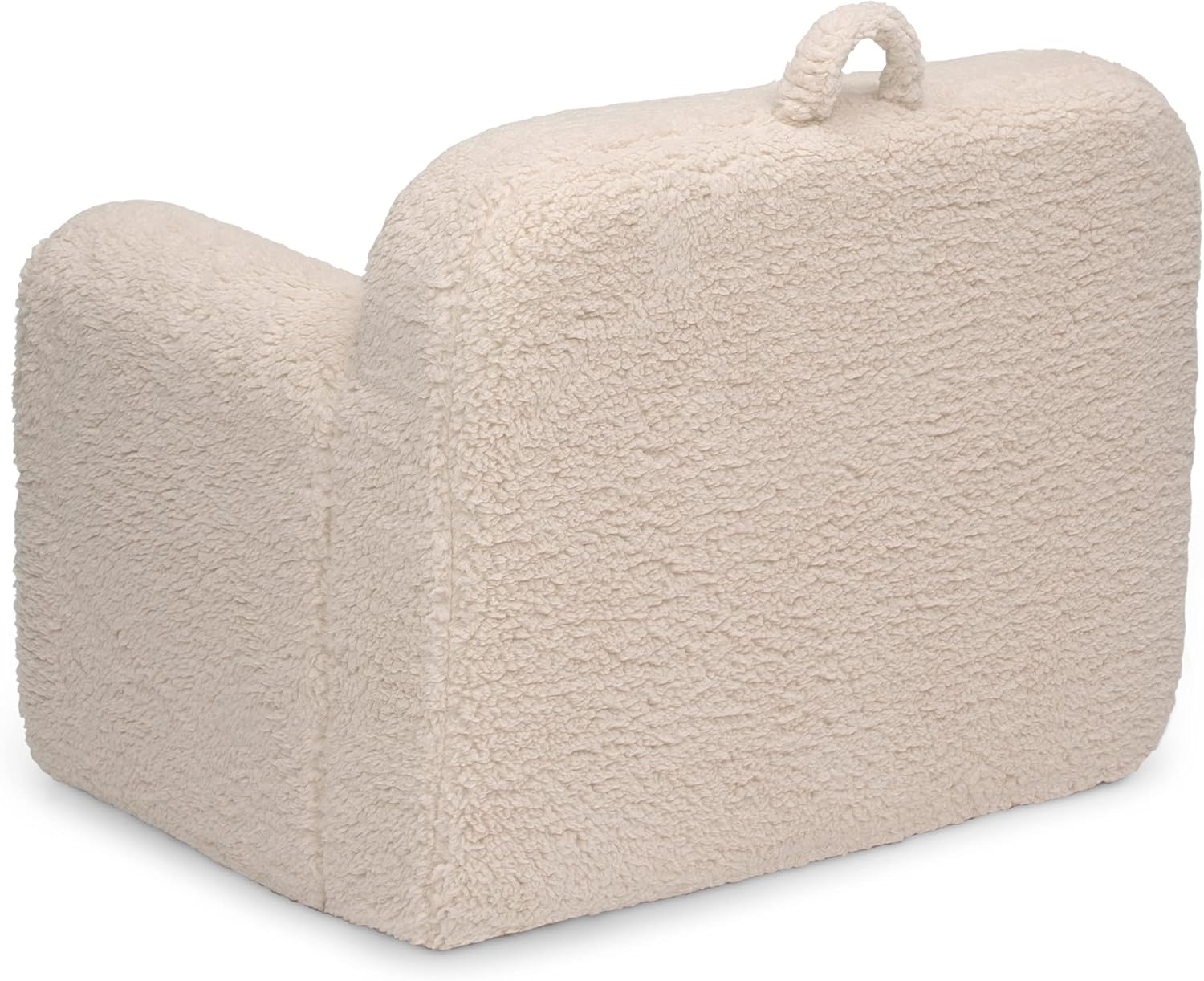 Delta Children Cozee Sherpa Chair – Customize with Name – Foam Kids Chair for Ages 18 Months and Up, Cream