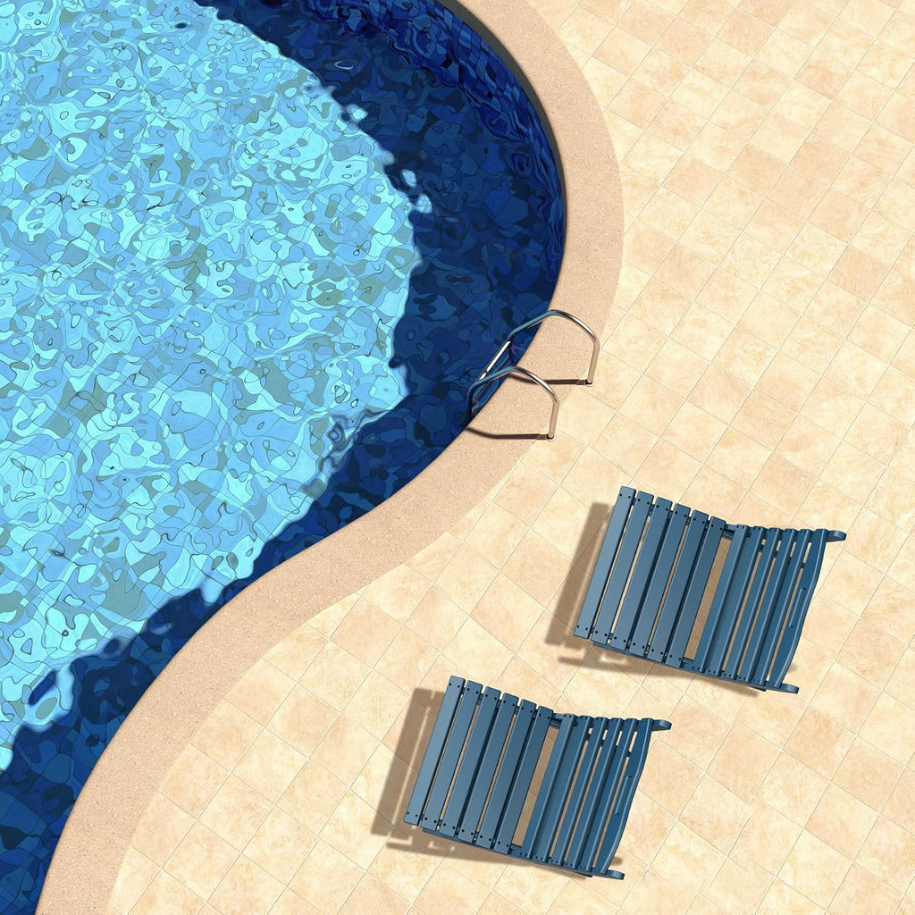 GREENVINES Folding Wave Chairs Set of 2 | Xavier | Portable Adirondack Chair | HDPE | All Weather | Blue | for Fire Pit Beach Outdoor Deck Poolside Garden Patio Porch Fishing