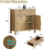 Fluted 55'' Sideboard Cabinet with Drawers,Large Storage Buffet 4 Doors and 2 Drawers Coffee Bar Console Table Storage for Dinning Room, Kitchen, Living Room (WOOD-32'')