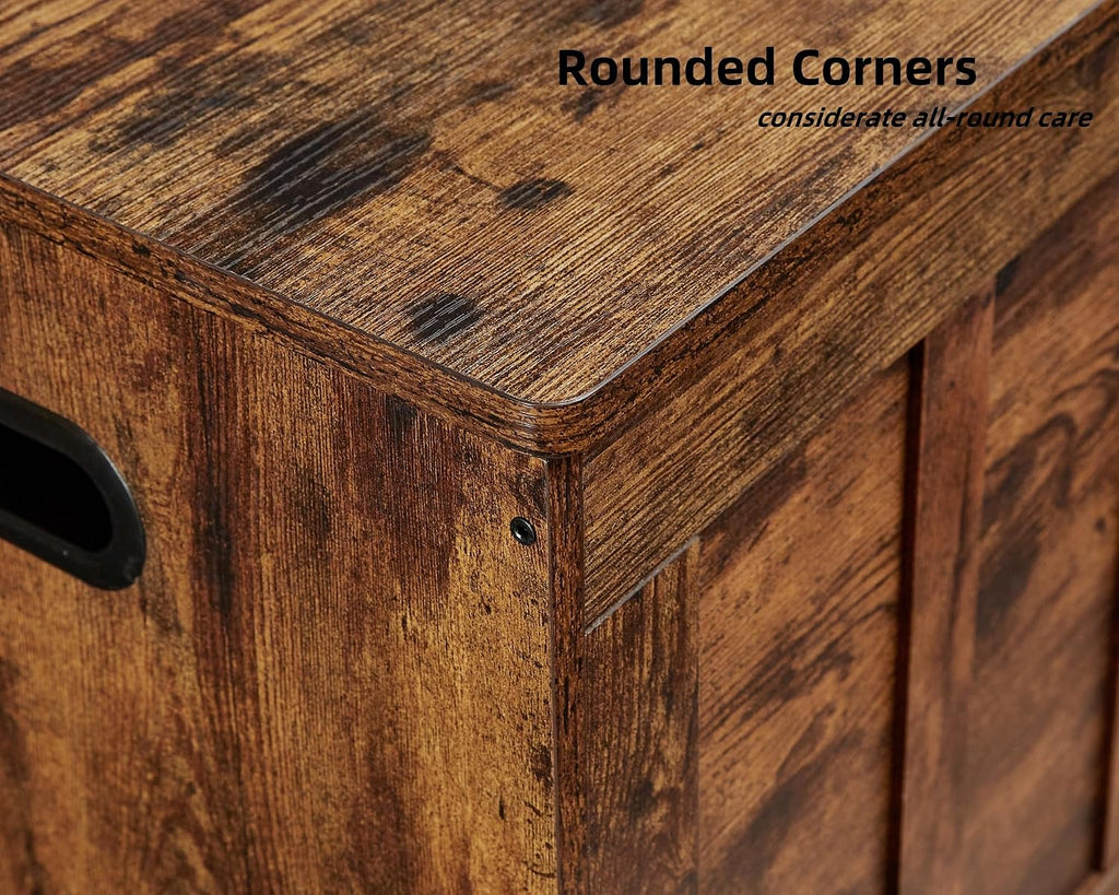 VANKILEY 51.2"Storage chest extra large,storage bench with 2 safety hinges,Shoe Bench,51.2*15.7*19.1inches,wooden trunk for bedroom,livingroom,entryway,Supports 220 lb,Easy Assembly(Rustic brown)