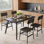 Gizoon Dining Table Set for 4, Modern Kitchen Table with Chairs, Black | Wood Top & Upholstered Chairs, 5-Piece Set for Apartment and Small Spaces, Comedor de 4 Sillas y Mesa
