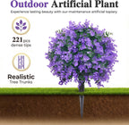 PATIO CHOICE Topiary Trees Artificial Outdoor Boxwood Ball Trees with Lavender Set of 2 22" Artificial Faux Plants Realistic Bushes Fake Shrubs Decorations for Outdoor Indoor Front Porch Garden