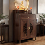Solid Wood Personal Shrine Altar Table, Prayer Buddhist Niche Incense Table with Storage Cabinet, Buddha Niche Shrine Table, Buddhist Meditation Altar Cabinet (30.7 * 17.7 * 48.8in, Wood)