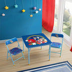 Sega Sonic The Hedgehog Kids Table and Chair Set, 3-Piece Square Table with 2 Folding Chairs for Playroom & Activities