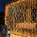 Brizled Smart Curtain Lights, 390 LED 9.8x6.3Ft Curtain Lights Outdoor, App & Voice Control Plug in Music Sync Curtain String Lights for Bedroom Wall Wedding Window Party Backdrop Indoor, Warm White