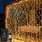 Brizled Smart Curtain Lights, 390 LED 9.8x6.3Ft Curtain Lights Outdoor, App & Voice Control Plug in Music Sync Curtain String Lights for Bedroom Wall Wedding Window Party Backdrop Indoor, Warm White