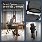 4 Pack Folding Office Chair with Arms, Foldable Conference Room Chairs, Flip-Top Nesting Guest Reception Chair, Breathable Mesh Back Space-Saving Classroom Training Seating, Heavy Duty Fixed Base (8)