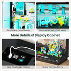 Lvifur 59" W Large Display Case - with Glass Door,Glass Display Cabinet with RGB Lights for Collectibles,Lighted Cuiro Cabinet with Motion Sensor Light,Charging Station,China Cabinets,Black