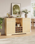 55" Fluted Wine Bar Cabinet - Coffee Bar Cabinets for Home with Storage, 2 Door & 2 Drawer Buffet Sideboard with Liquor Rack and Glass Holder, Alcohol Indoor Bars for Living Room, Kitchen