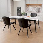 Nalupatio Dining Chairs Set of 4, Modern Dining Room Chairs Comfy Backrest Thick Upholstered Kitchen Chairs 19IN Height with Metal Legs Black