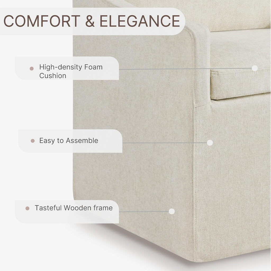 KISLOT Upholstered Dining Chairs Set of 4, Washable Cover Modren Deskchair with 4 Casters & Hidden Storage for Dining Room, Living Room, Home Office, Beige, 4 Box